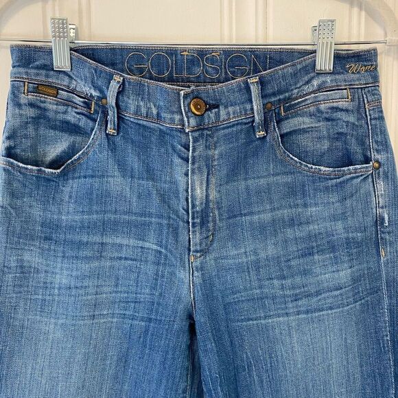 Goldsign Jeans "Wore" Blue Wide Leg Stretch Low Rise  Sz 28 - Picture 3 of 16
